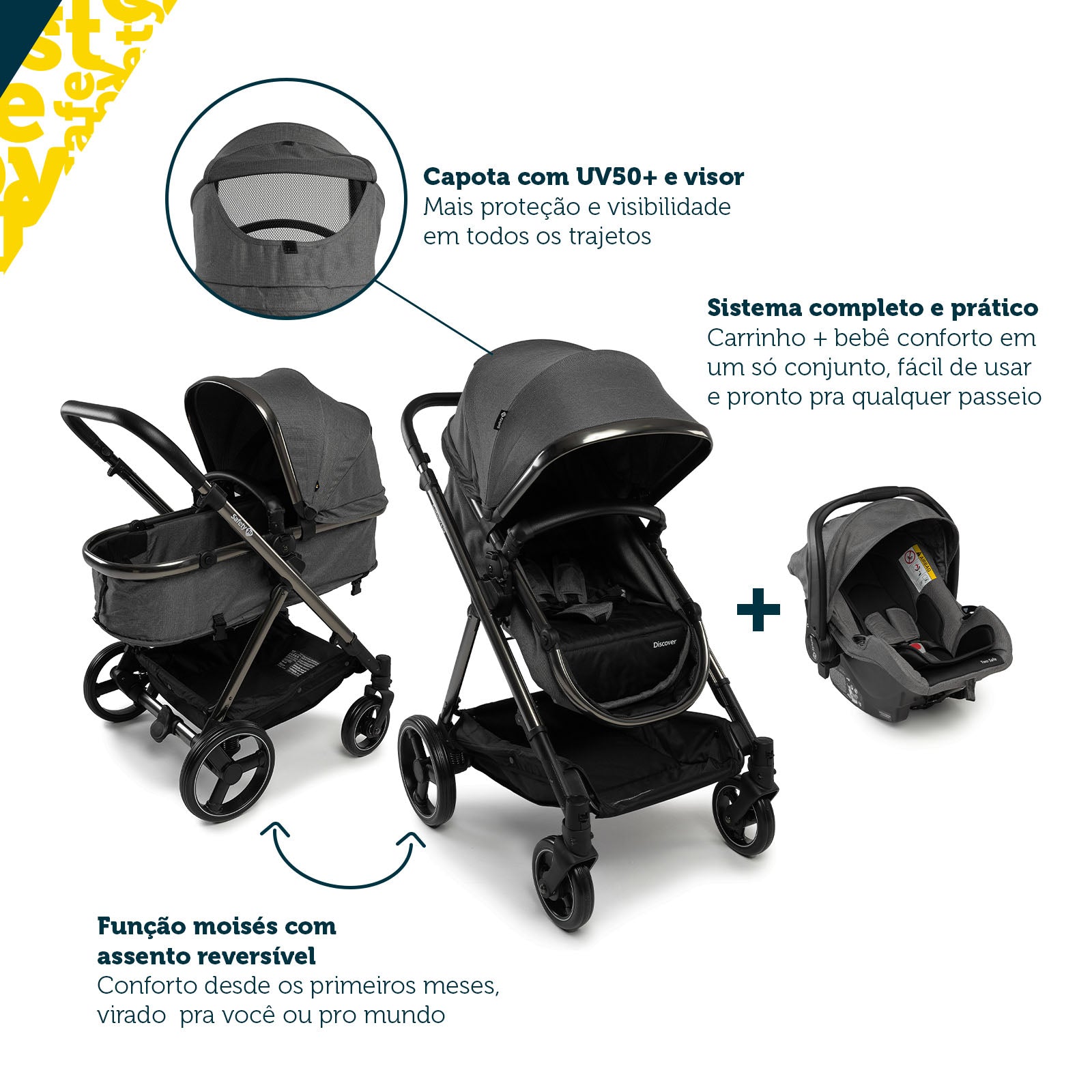Travel System Discover Duo Safety 1st - Carrinho e Bebê Conforto