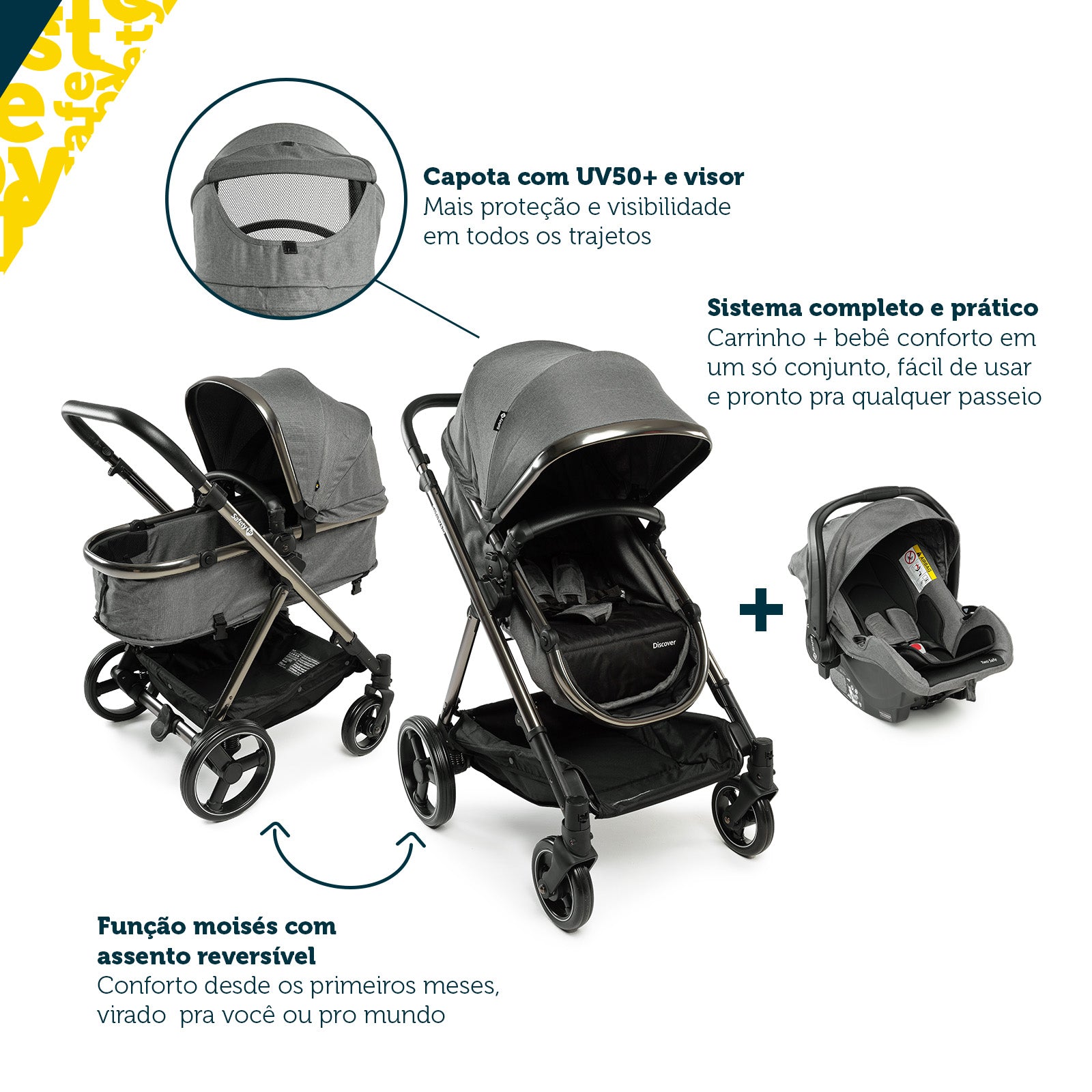 Travel System Discover Duo Safety 1st - Carrinho e Bebê Conforto